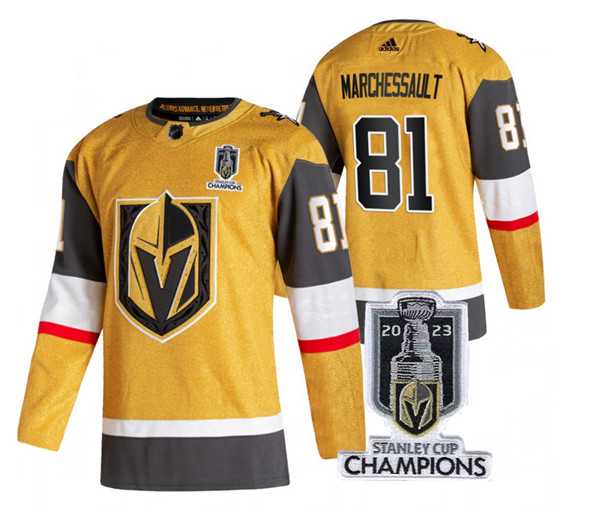 Mens Vegas Golden Knights #81 Jonathan Marchessault Gold 2023 Stanley Cup Champions Stitched Jersey->vegas golden knights->NHL Jersey